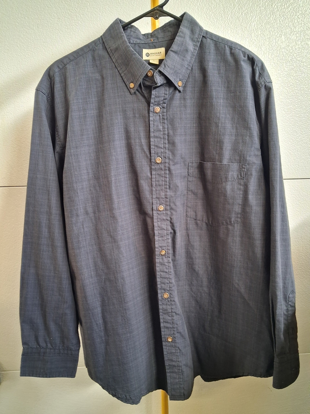 Haband Men's Button-Down Long Sleeve Shirt - Slate Blue